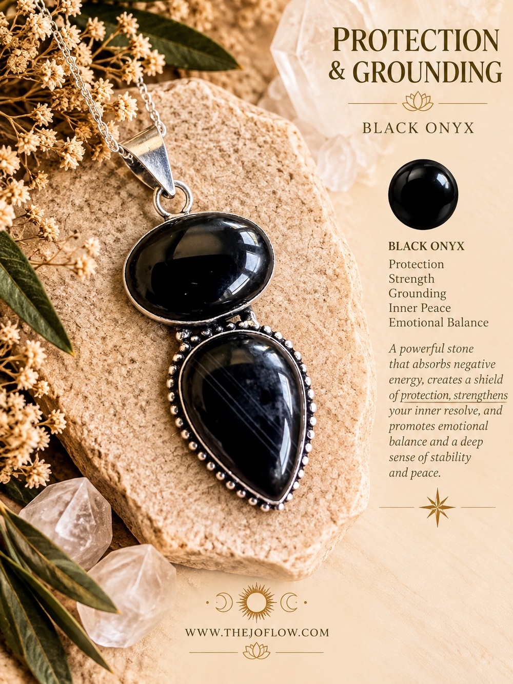 925 Natures Shield Banded Black Onyx Pendant Necklace